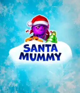  Behold the unique "Santa Mummy" slot game by Belatra, featuring a Santa-clad mummy decked out in festive holiday attire. This eye-catching image presents the mummy with a vivid purple hue, wearing a Santa hat, surrounded by snowy blue with frosty snowflakes. The game's title, "Santa Mummy," is clearly shown in large, cool blue letters.